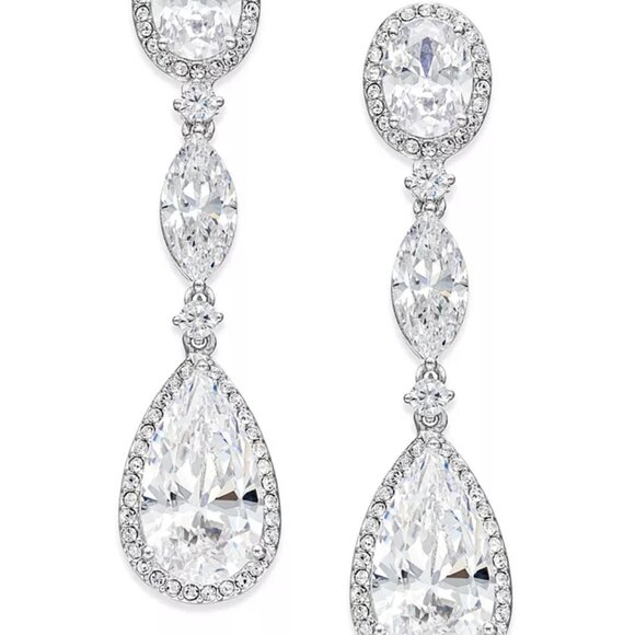 Oval Crystal Drop Earrings - Picture 1 of 3